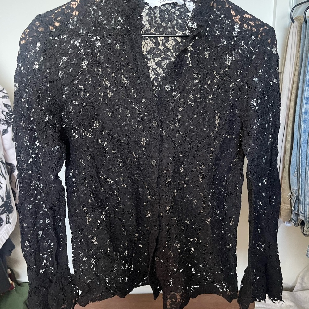 & Other Stories Black Lace Blouse